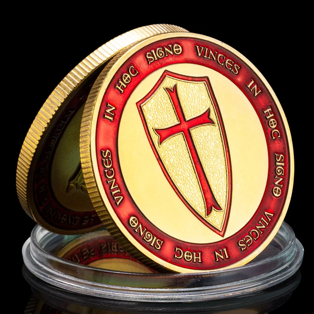 Knight Templar Souvenir Gold Plated Coin Non Nobis,Domine,Non Nobis,Sed Nomini Tuo Da Gloriam Teutonic Knight Commemorative Coin