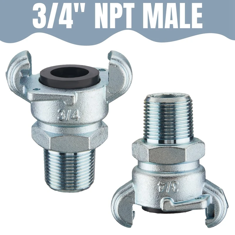 4Sets NPT Air Hose Fitting 2 Lug Universal Coupling Chicago Fitting For Female And Male End (Male End,3/4Inch) Easy To Use