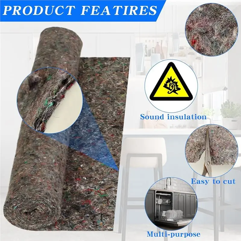 TFTP-Dishwasher Sound Insulation Blanket 16X60 In Cotton Roll- For Walls, Pipes, Attic, Roof, 2 Pieces