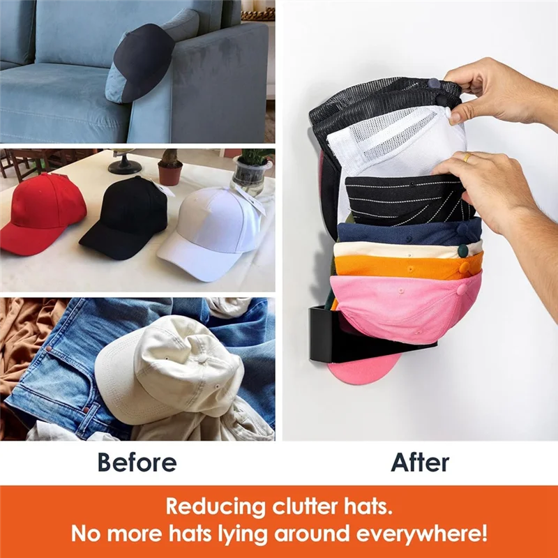 ABKR-2 حزمة رف قبعة أكريليك للجدار، منظم قبعة مثبت على الحائط للخزانة والباب والجراج وغرفة النوم