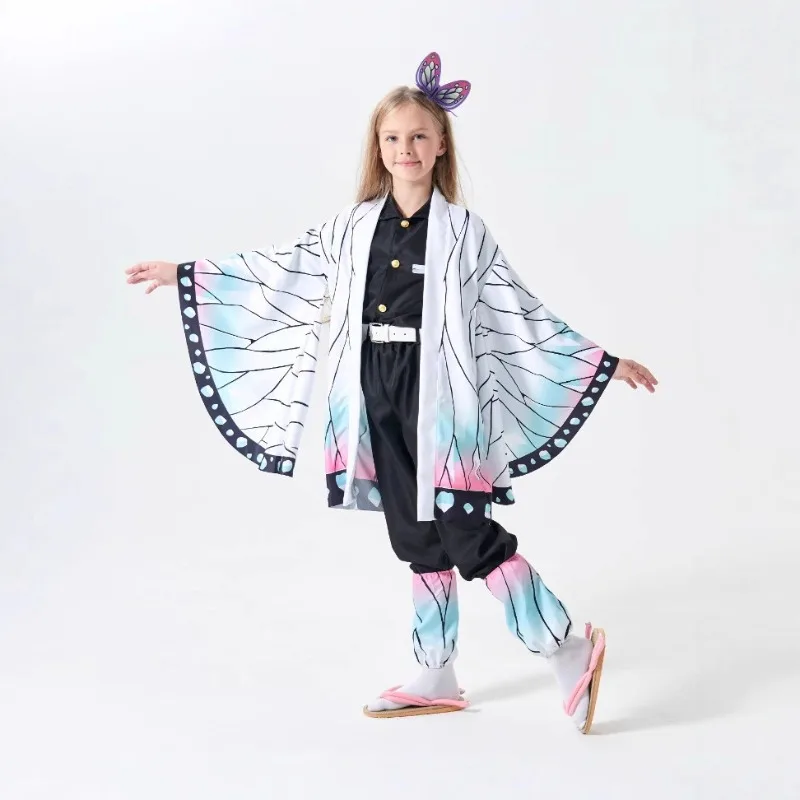 Demon Slayer Shinobu Kocho anime cartoon persoonlijkheid kleurverloop kostuumset voor Halloween party cosplay prestatie rekwisieten.