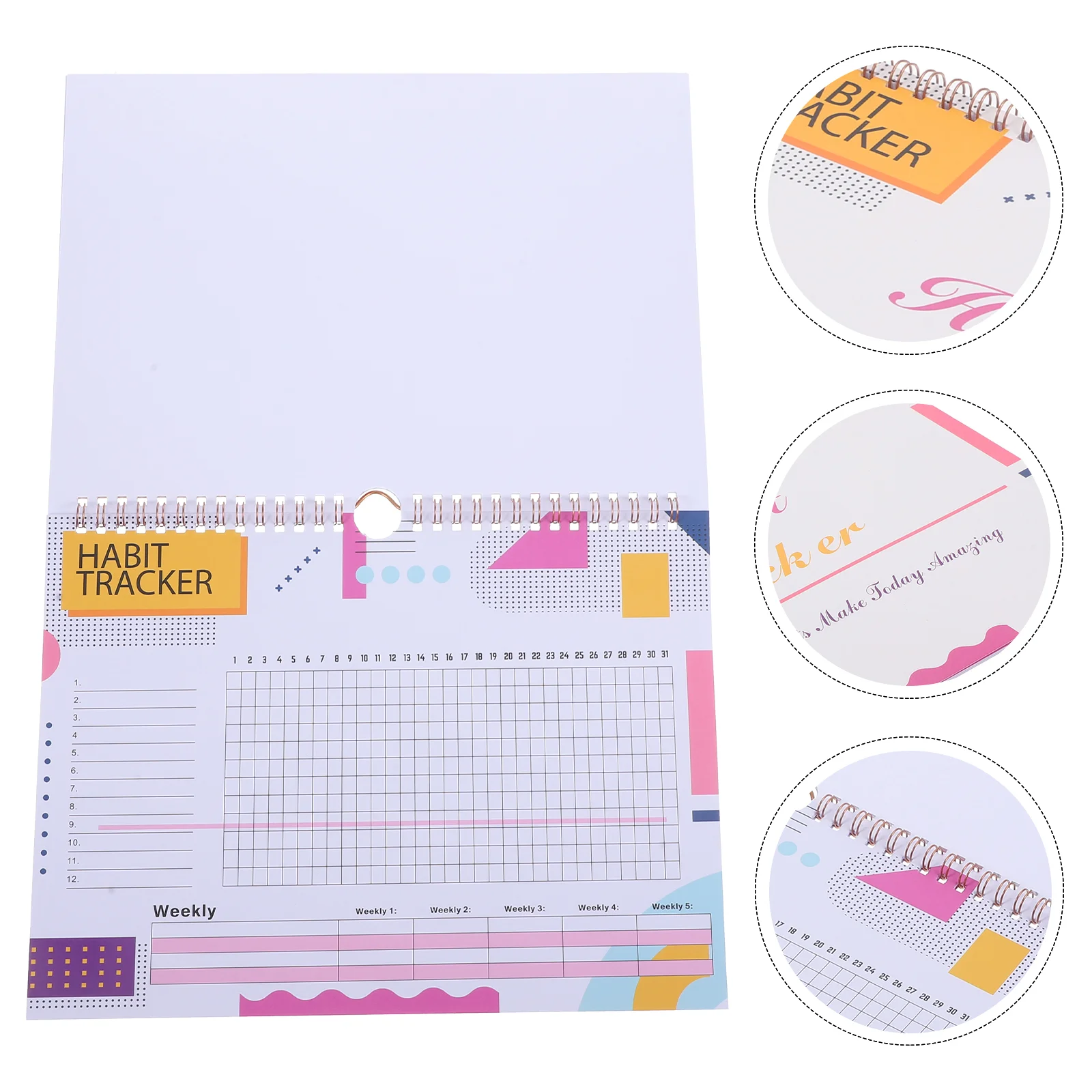 Calendars English Habit Tracker Record Planner Notepad Large Tracking Device Weekly Undated Workout Journal Monthly Fitness