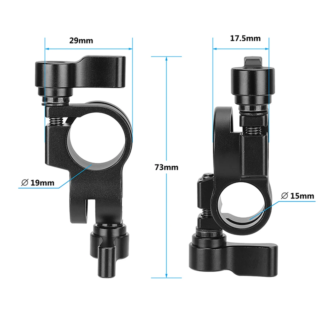 15mm to 19mm Rod Clamp Adapter Perpendicular Railblock For DSLR Camera Cage Rig Shoulder Mount Support Rig Rod Clamp Pipe Clip