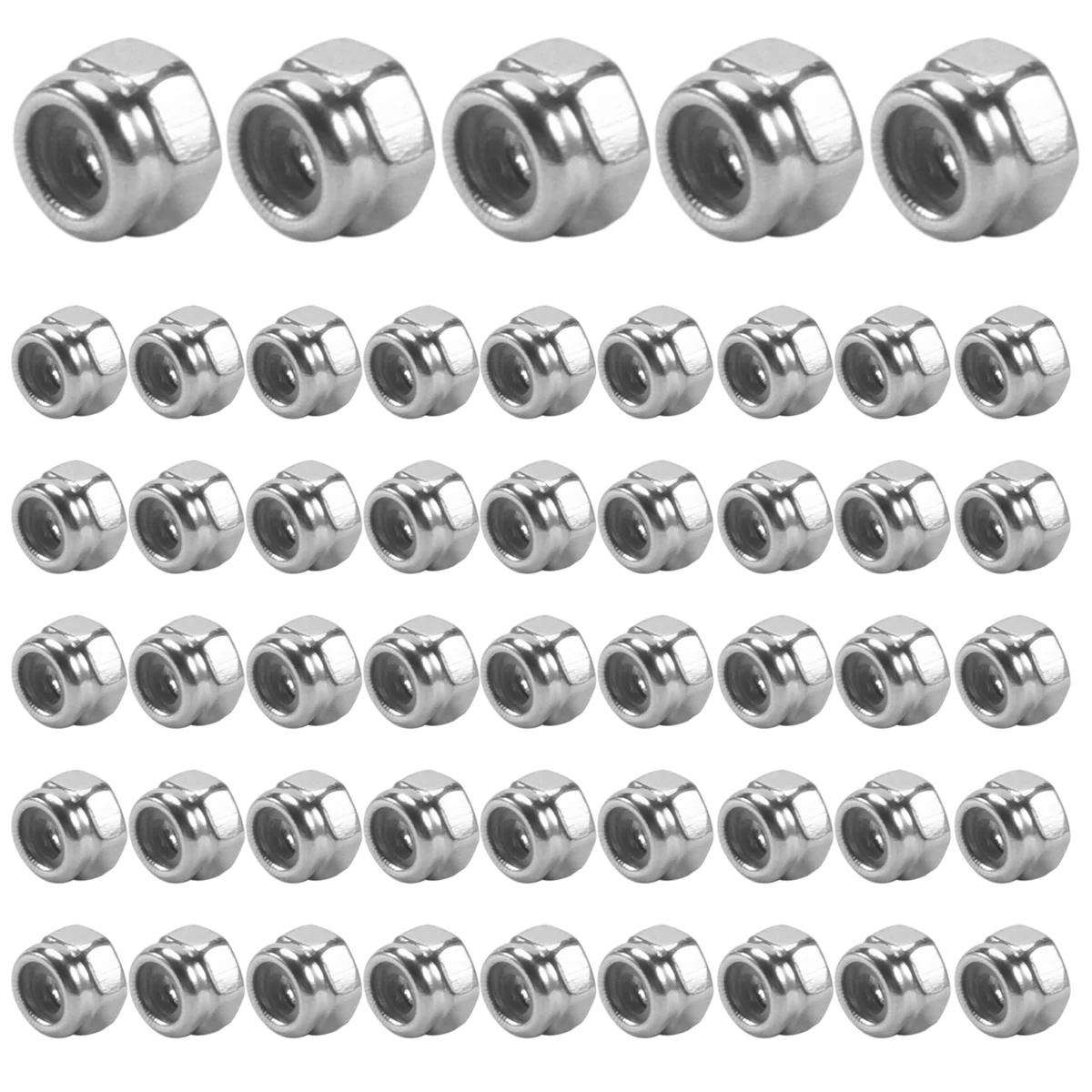 A24I 50 قطعة M2 مطلي بالزنك قفل ذاتي من النايلون إدراج صواميل قفل سداسية