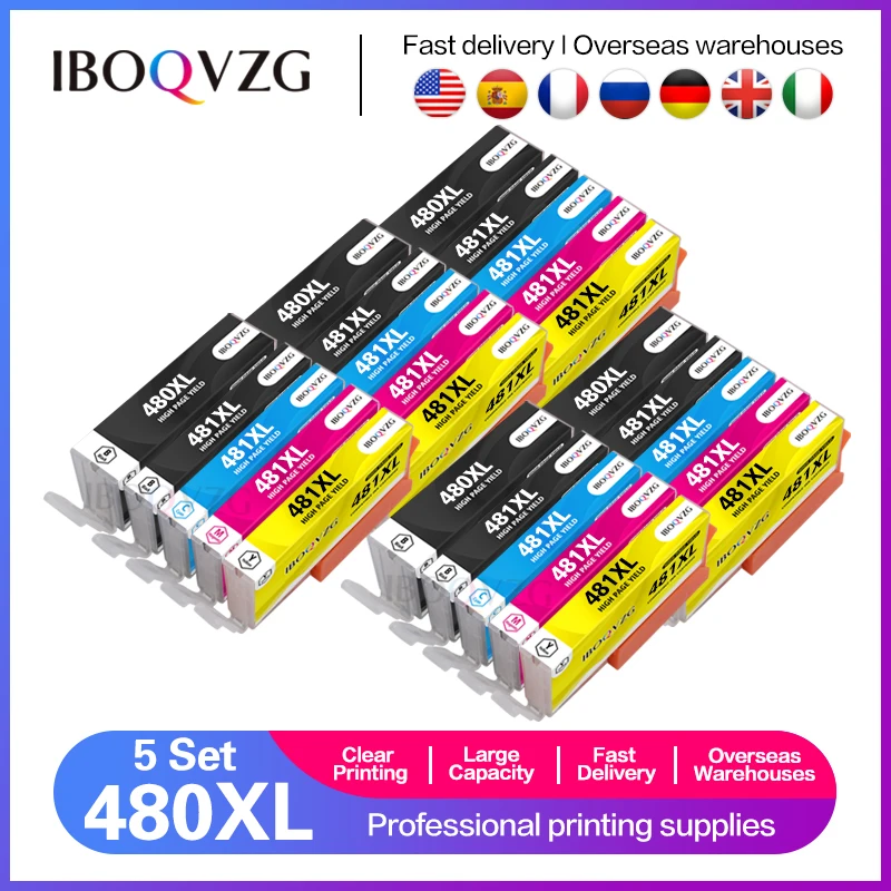 

IBOQVZG PGI-480 CLI-481 Ink Cartridge for Canon PGI 480 CLI 481 XL PIXMA TS6140 TR7540 TR8540 TS704 TS6340 TS8140 TS9140 Printer