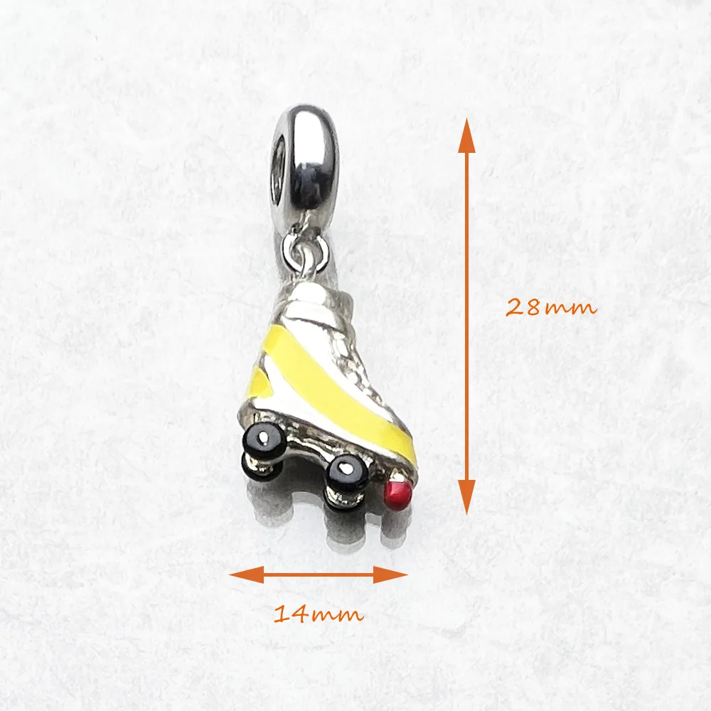 Pendants Roller Skates Shoe Dangle Charm 3D 925 Sterling Silver Gift For Jewelry Making