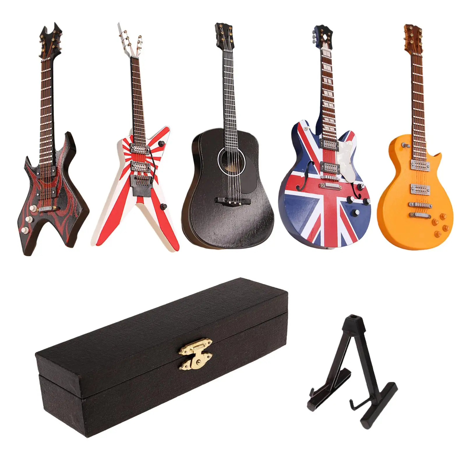 Electric Guitar Model 1:6 Scale Miniature Scenery with Display Stand Decor