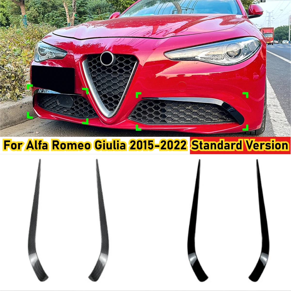 

2 PCS Glossy Black Carbon Look Car Front Side Air Cover Trim Canard Spoiler For Alfa Romeo Giulia 2015-2022 Standard Version