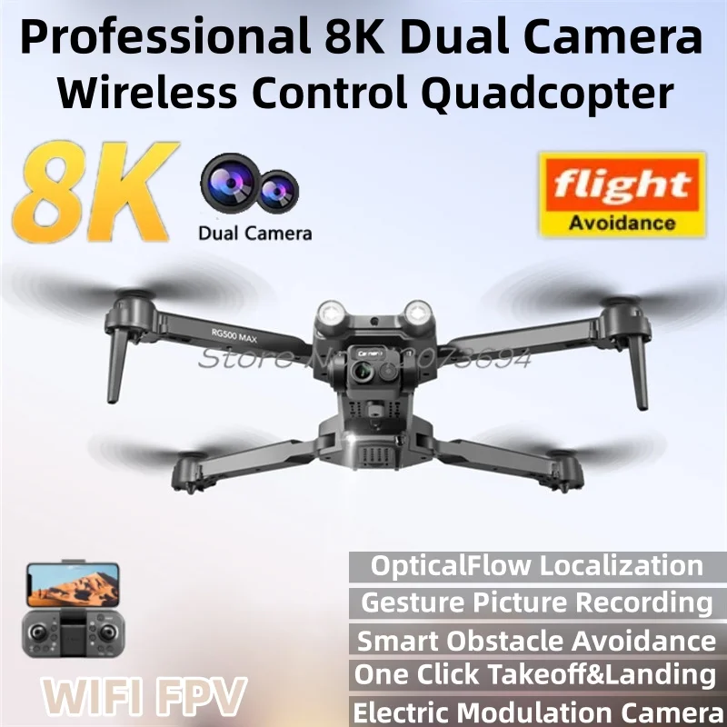 Professional WIFI FPV 8K Dual Camera Wireless Control Drone 360°Roll Smart Obstacle Avoidance One Key Return RC Drone Quadcopter