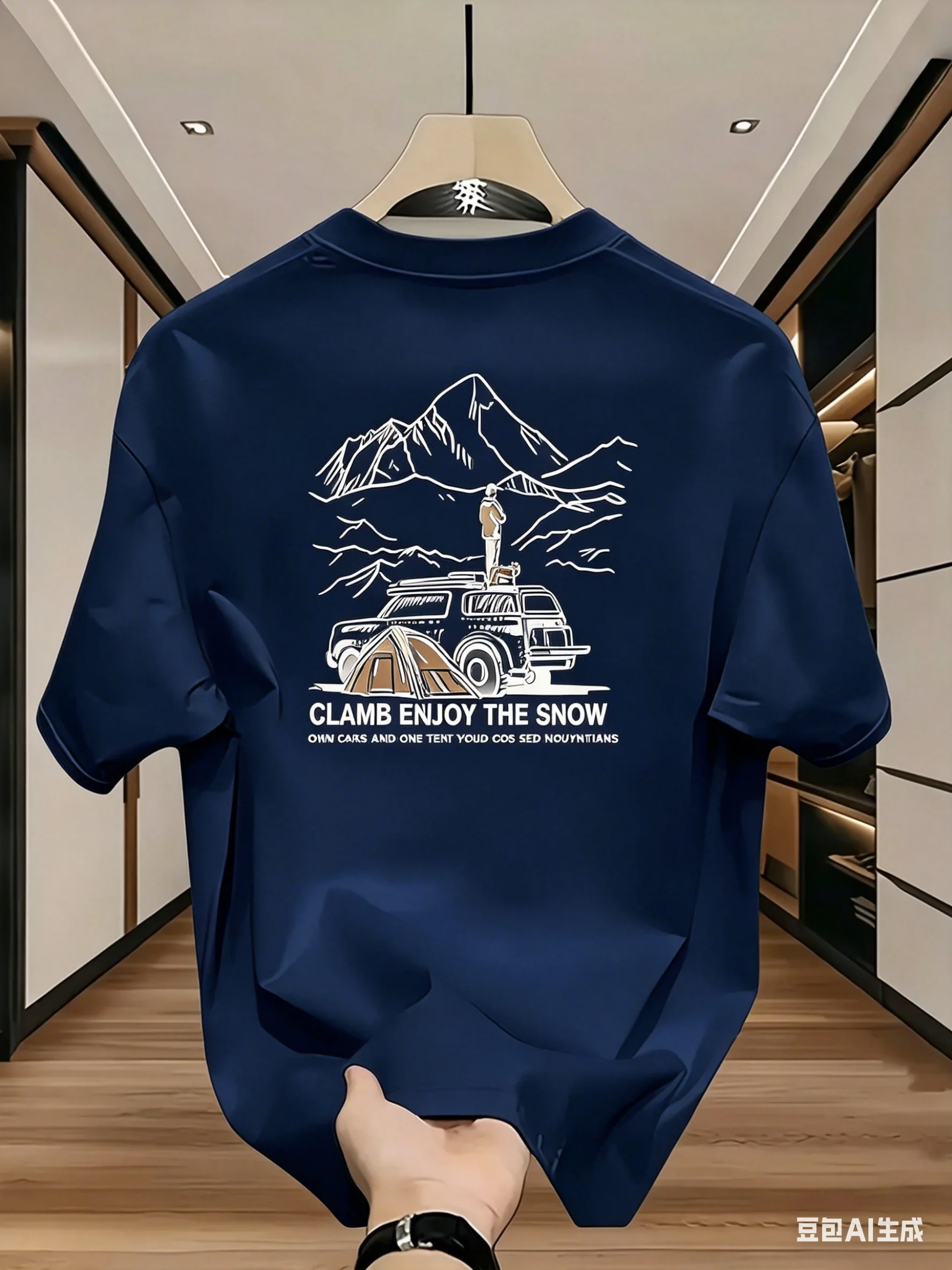Men's 100% Cotton Round-neck Outdoor Short-sleeved T-shirt, Summer Loose-fitting Casual Daily Comfortable and Breathable Top