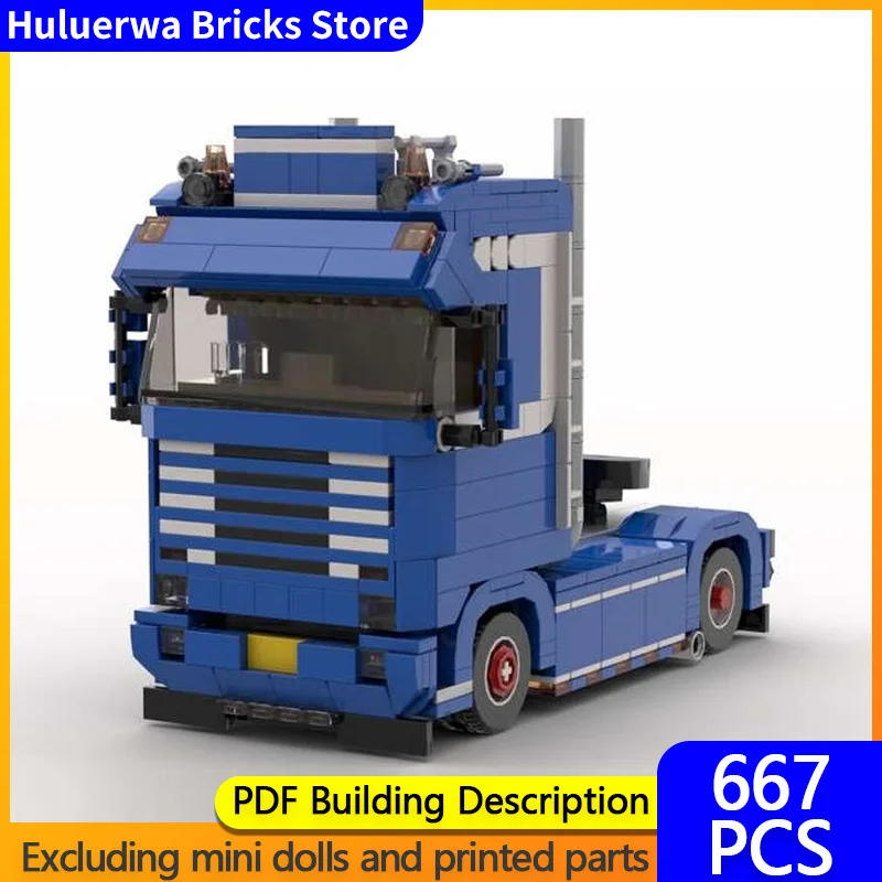 

Модель городской автомобиль MOC, строительные кирпичи 143, полуприцеп, тягач, модульная технология, детские праздничные подарки, сборные игрушки, костюм