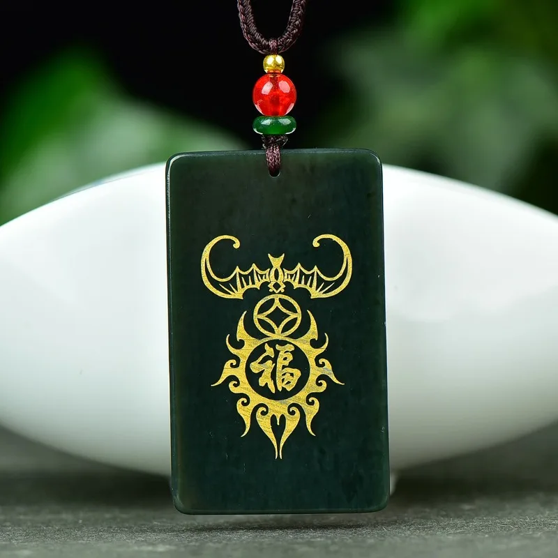 

100% Natural Hetian Jade Pendant Peaceful Blessing Jade Necklace Fashion Peaceful Jewelry for Women and Men Free Shipping