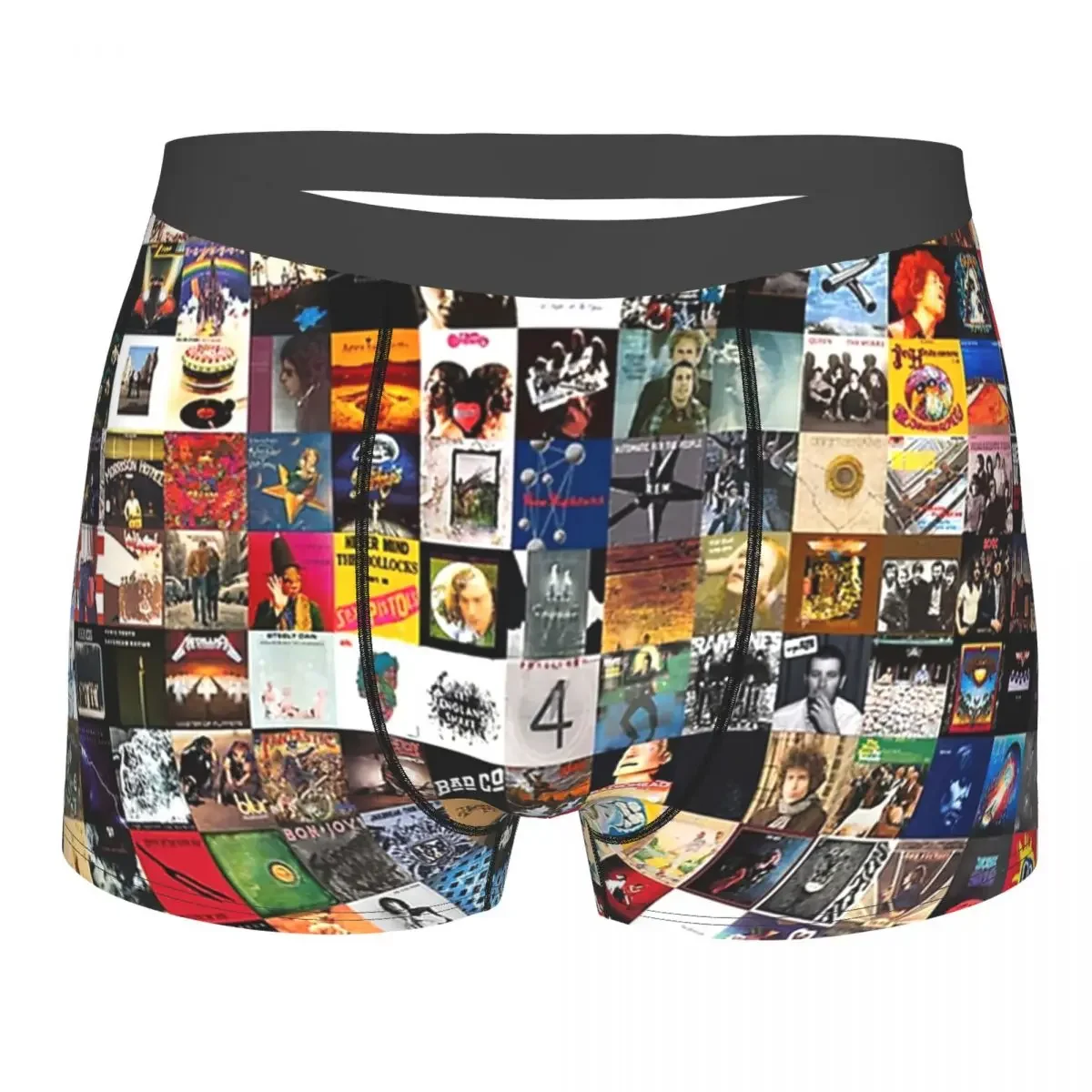 Greatest Rock Albums Collage Underpants Breathbale Panties Male Underwear Print Shorts Boxer Briefs