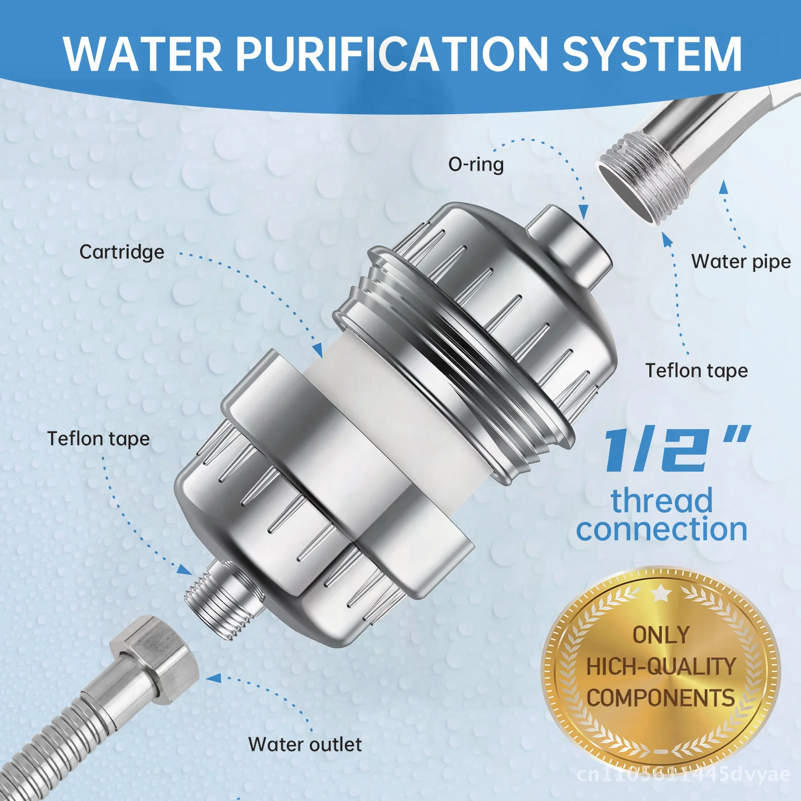 

Household Shower Head Filter Stainless Steel Water Purifier Softens Hard Water Removes Chlorine & Fluoride Cleans Heavy Metals