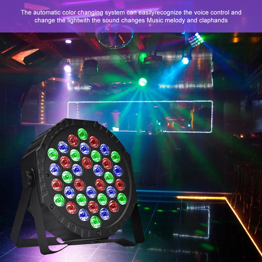 36 LED Stage Flat Par Lighting Effect DJ Disco Party Christmas Bar Club Wedding Show Lights Voice-activated Colorful Light