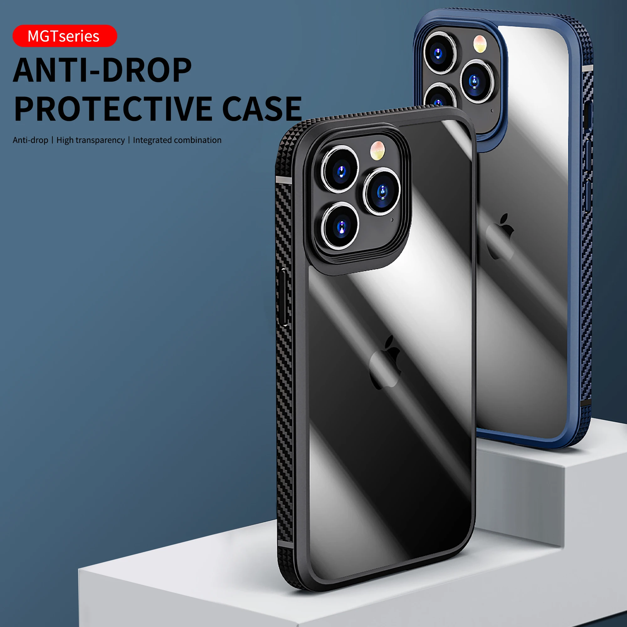 Ihaky dla iPhone 14 13 Case 14 Pro 14 Plus etui z włókna węglowego rama HD przezroczysta odporna na wstrząsy obudowa do iPhone 13 14 Pro Max