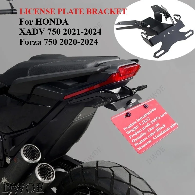 

Motorcycle Rear License Plate Tailstock Bracket Mounting Frame With LED Light For HONDA XADV 750 XADV750 2021 2022 2023 2024