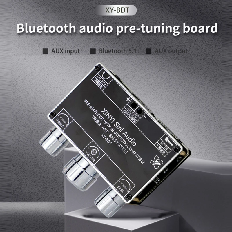 XY-BDT BT 5.0 decoder board dual channel stereo high and low tone pre-module 360 degree stepless tuning