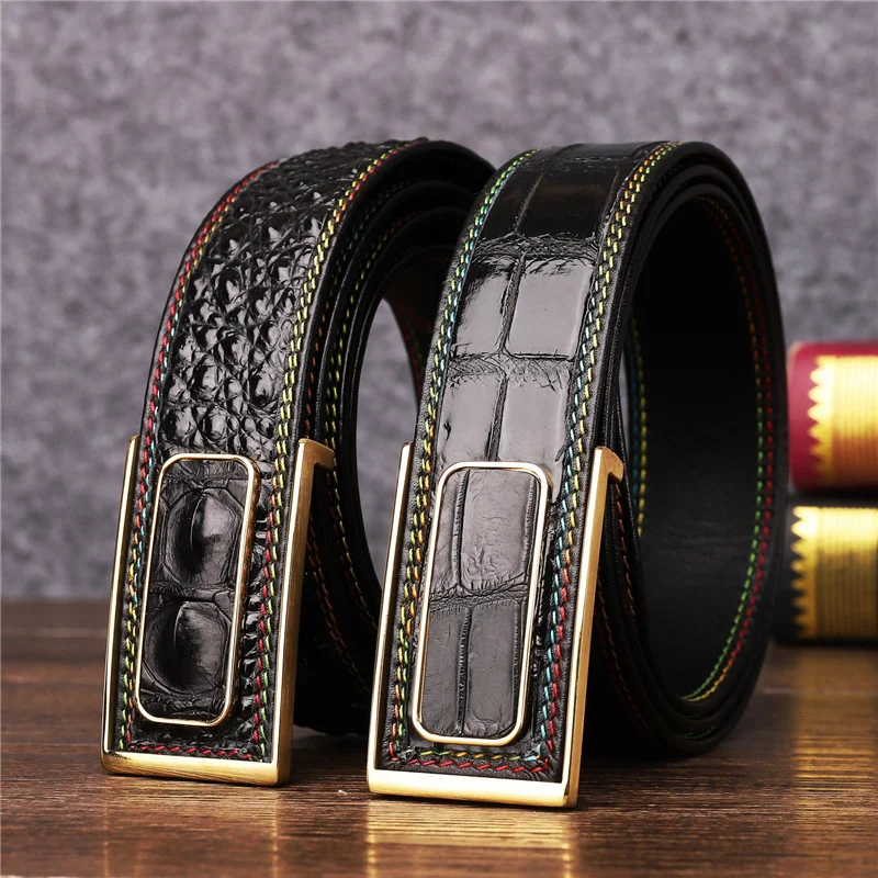 

New genuine leather belt, crocodile without splicing plate buckle, men's belt, buckle eye, needle buckle, belt, men's belt