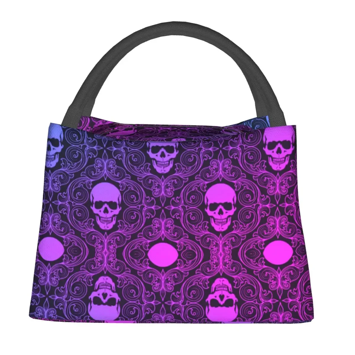 

Abstract Skull Print Lunch Bag Retro Halloween Funny Lunch Box School Convenient Tote Food Bags Girls Oxford Designer Cooler Bag