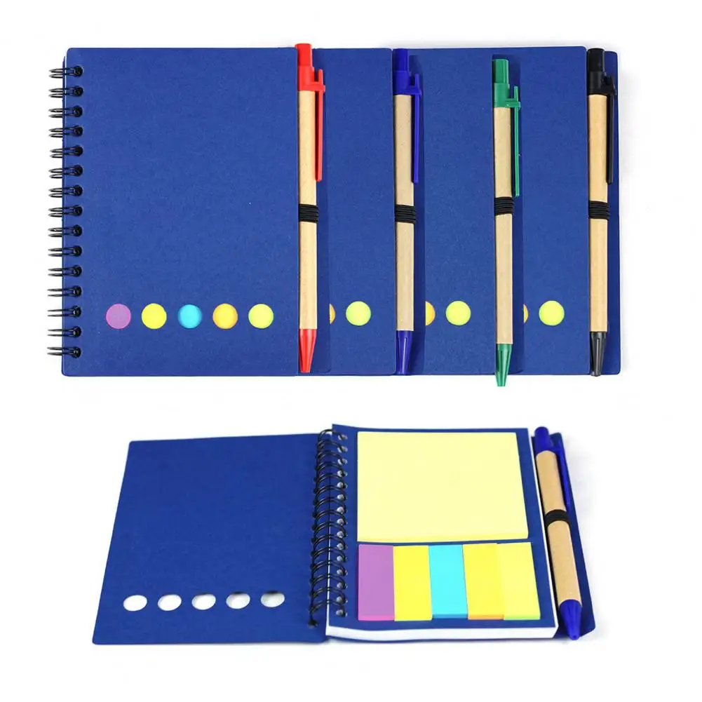 Sturdy Cover Notebook with Thick Paper Durable Spiral Notebook Set with Coil Pen Sticky Note for Office School Work Notebook