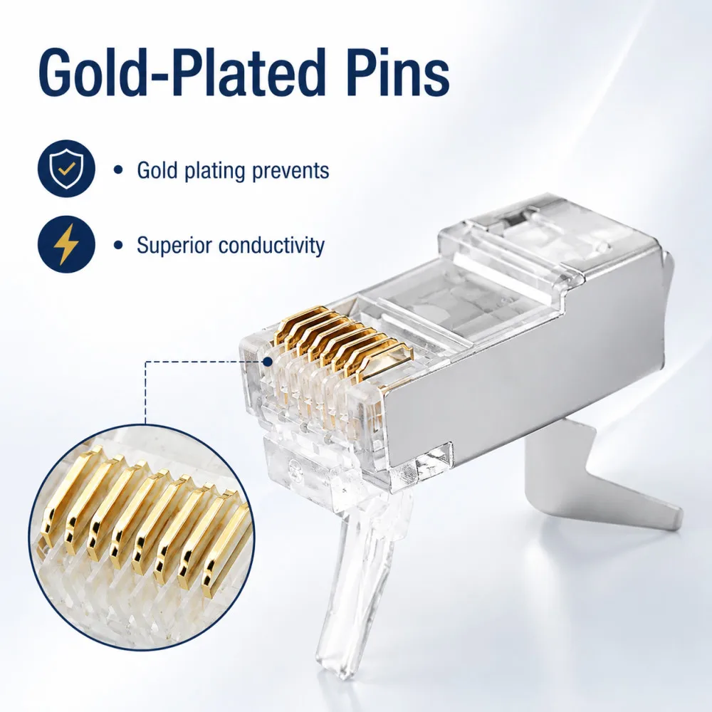 New 10/50/100pcs RJ45 Connector Cat6a Cat7 RJ45 Plug Shielded FTP 8P8C Network Crimp Connectors
