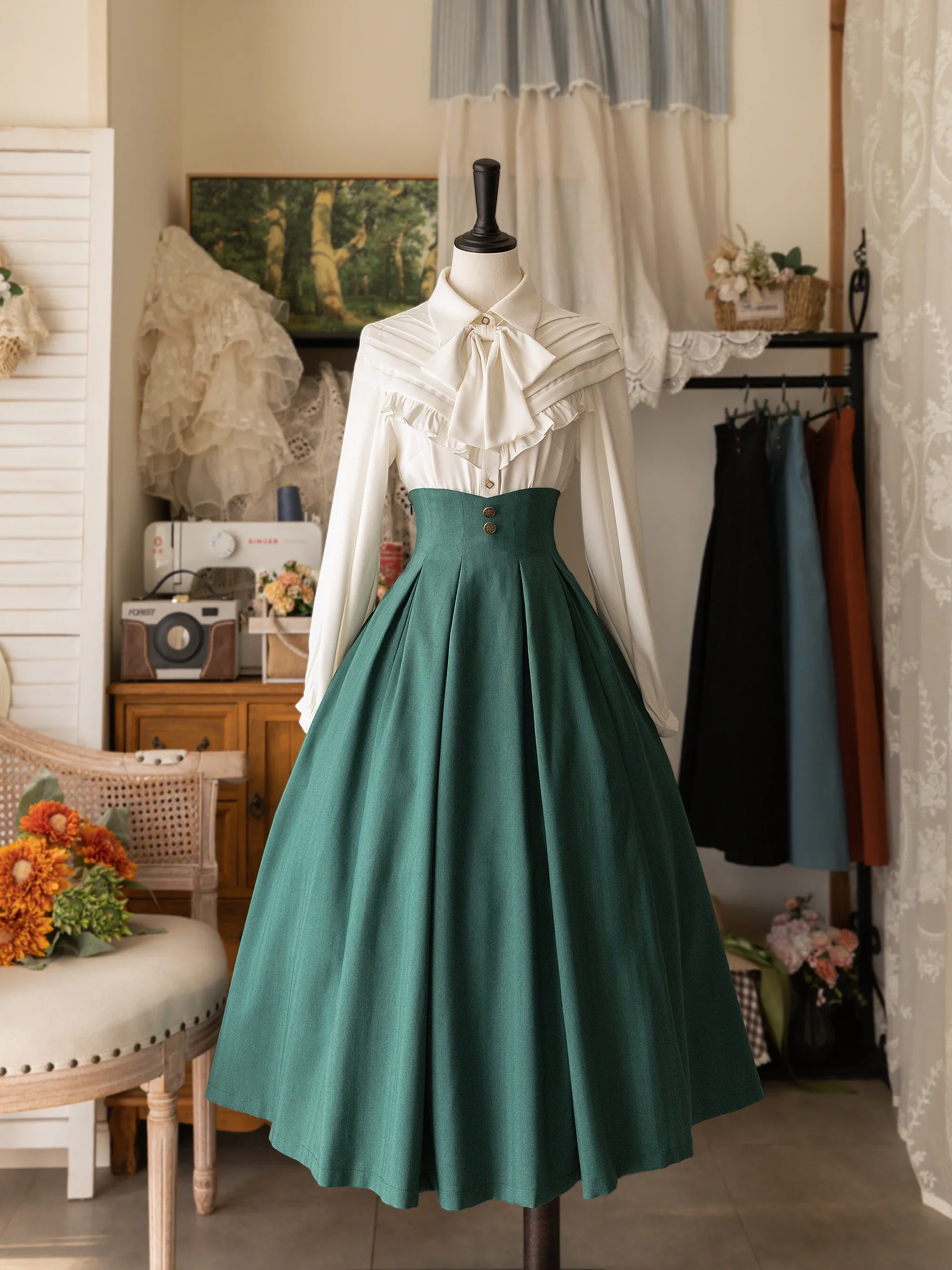 Original Design Elegant Classical Spring and Autumn All-Match High Waisted Ankle-length Skirt Women's Fashion Long Skirts