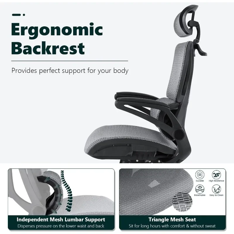 Memobarco Ergonomic Office Chair, Executive Desk Chair with Flip-up Armrest, Lumbar Support, Computer Task Chair