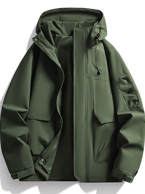 

Мужская демисезонная повседневная куртка-парка с капюшоном, водонепроницаемая, высококачественная рабочая одежда, свободного кроя, модная, брендовая, из полиэфирного волокна
