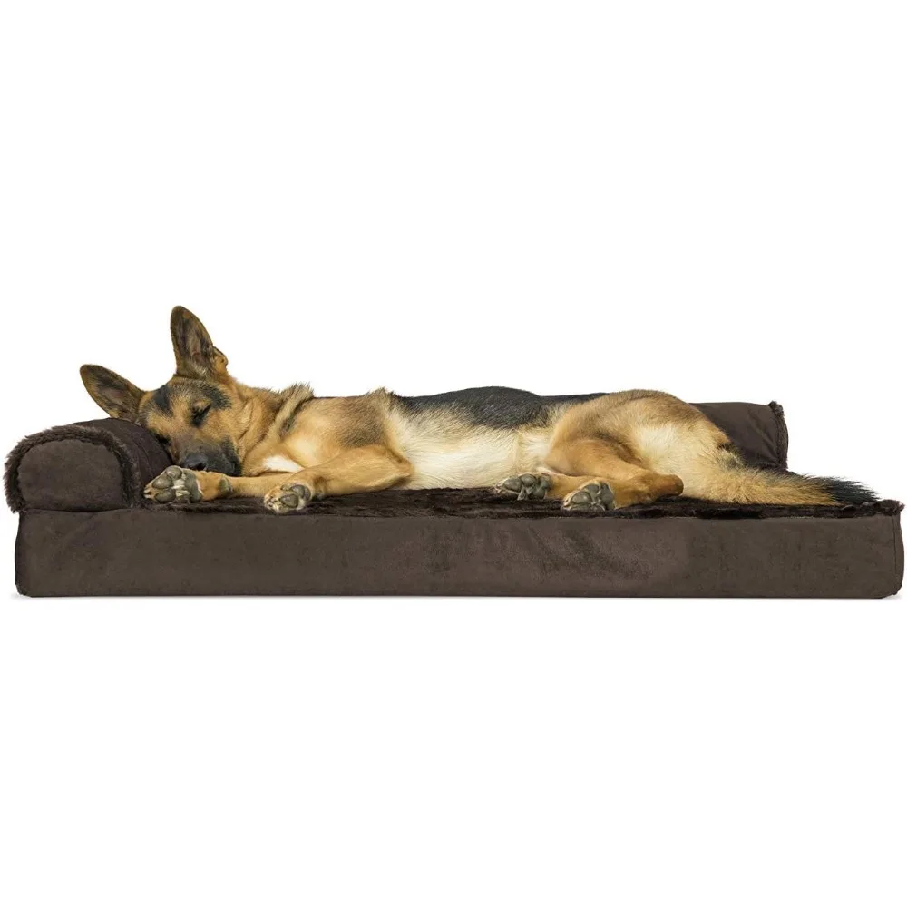 Orthopedic Support Dog Bed with Removable Cushions and Washable Cover, Suitable for Large Dogs up to 95 lbs - Plush Velvet L-Sha