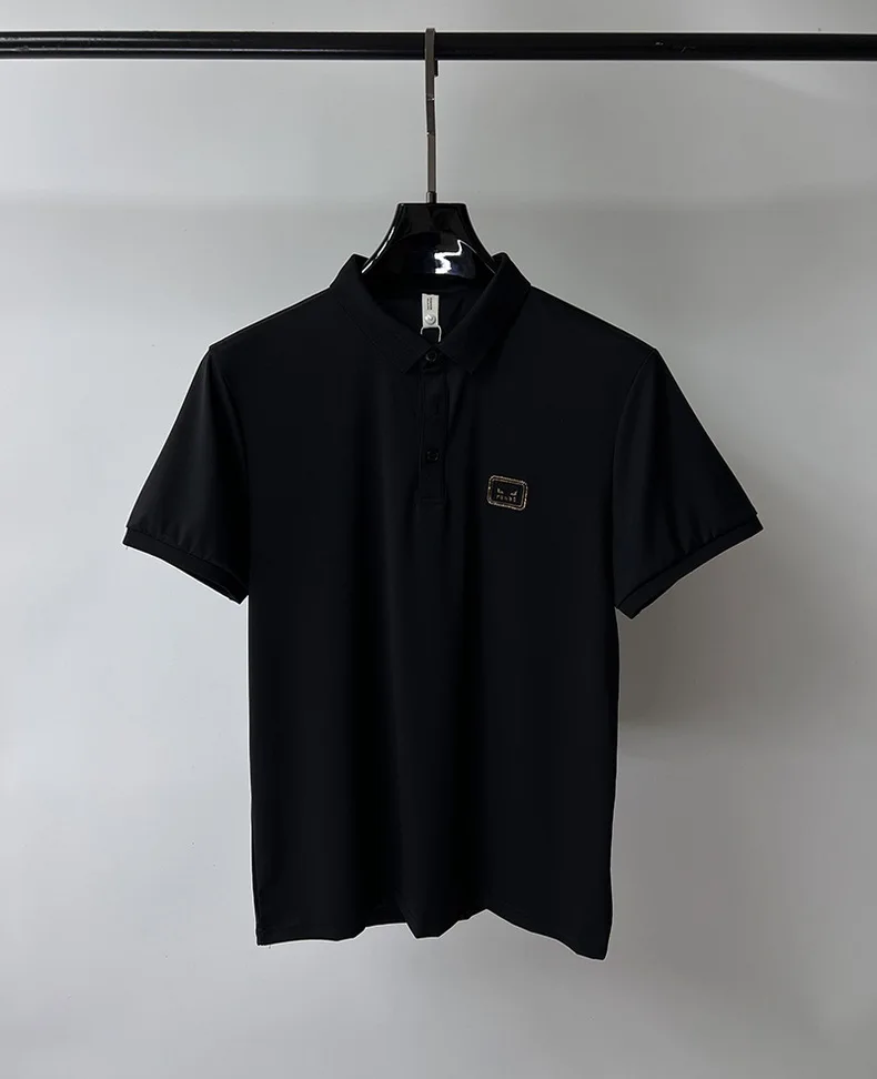 High end brand cartoon printed polo shirt short sleeve men 2024summer fashionable cool and breathable silk casual lapel T-shirt