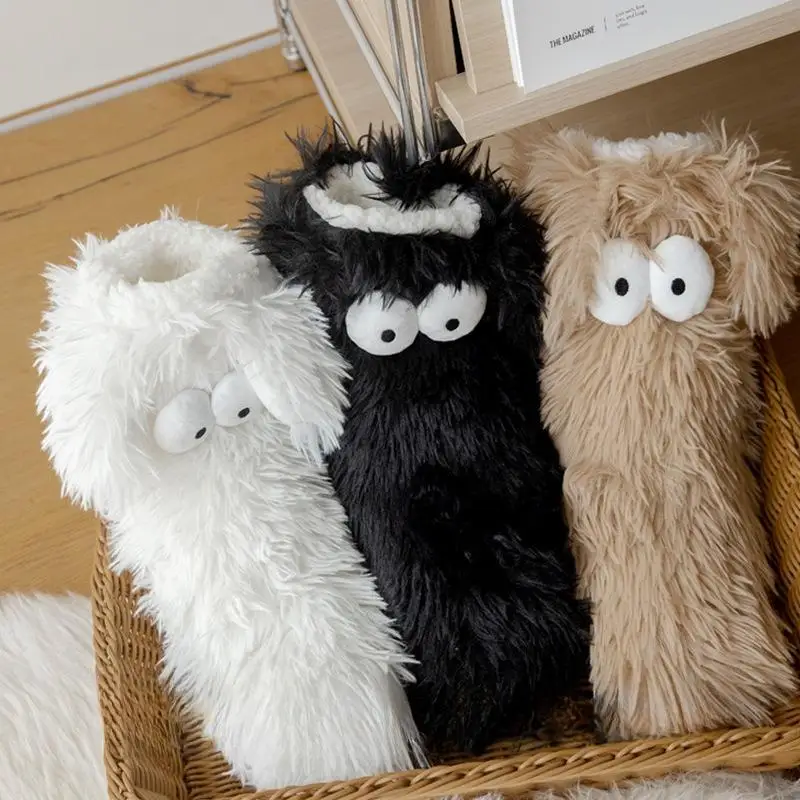 

Lamb Wool Floor Socks for Adults, Indoor Non-Slip Thick Plush Women's Faux Fur Slipper Socks/Snow Booties