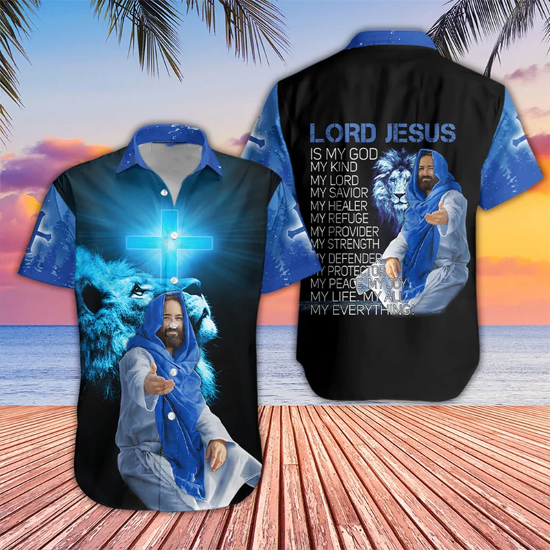 Nuova estate stampa 3D Christian Jesus camicie bambini moda Streetwear camicie camicette uomo camicie hawaiane Cool Harajuku top