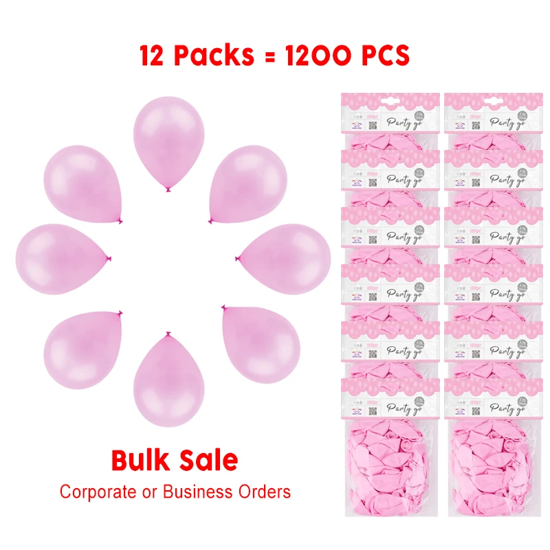 1200 Pieces-10'' Pink Matte Latex Balloons 100pcs/Pack 12 Packs (1200pcs Total)