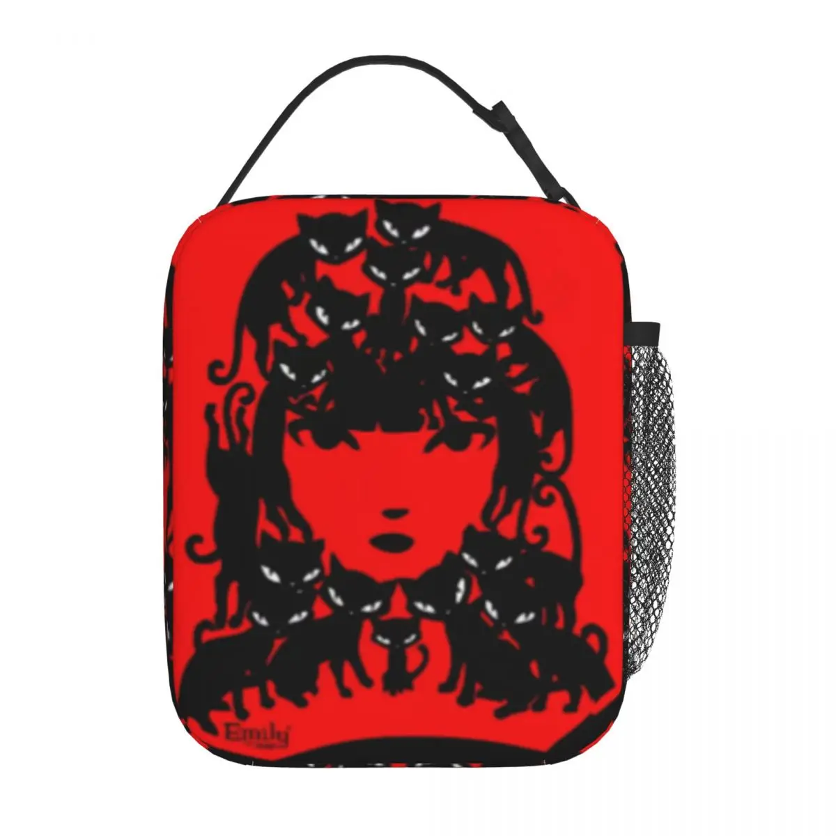 Cartoon E-Emily The Strange Cats Insulated Lunch Bag Portable Reusable Thermal Bag Tote Lunch Box College Picnic Men Women