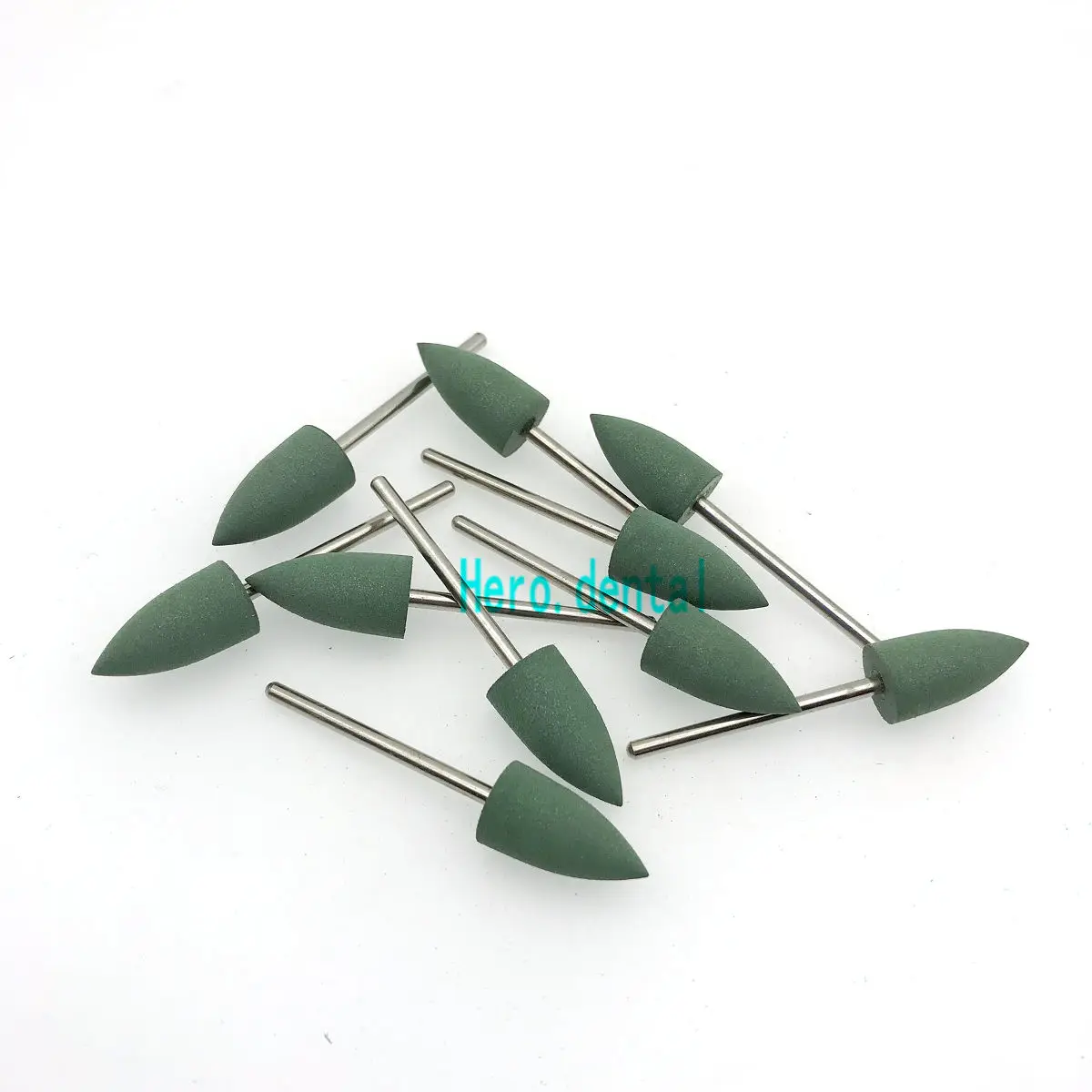 50pcs dental silicon Rubber polishers dental polishing Burs Resin Base Acrylic HP Burs 2.35mm green