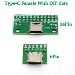 1/10pcs Type-C femmina USB 3.1 Test adattatore per scheda PCB tipo C 6pin 24pin 2.54mm presa connettore per trasferimento cavo linea dati