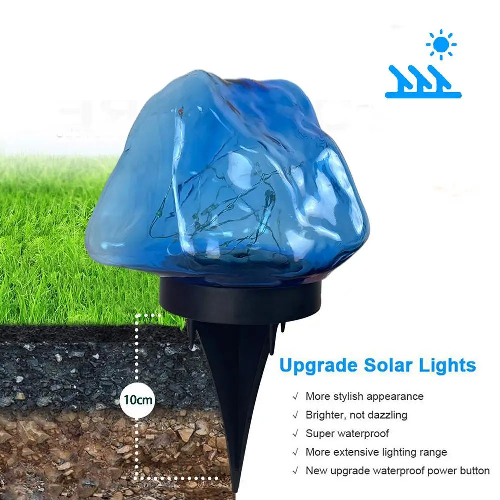 Impermeável Stone-like Solar Garden Lights, lâmpada colorida, decoração para gramado ao ar livre, quintal, decoração do pátio, ip65