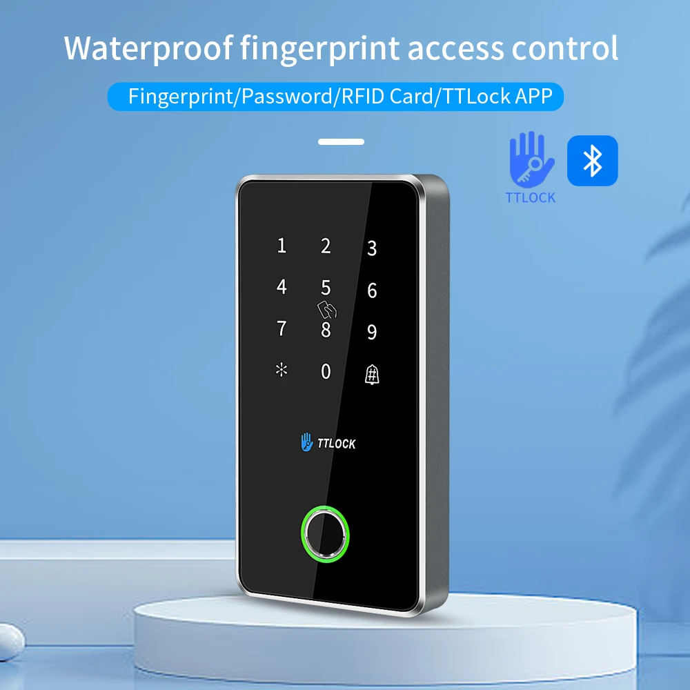 TTLOCK-sistema de Control de acceso por huella dactilar MJ02, abridor de puerta eléctrico, Nfc, Bluetooth, teclado de Metal, tarjeta RFID de 13,56