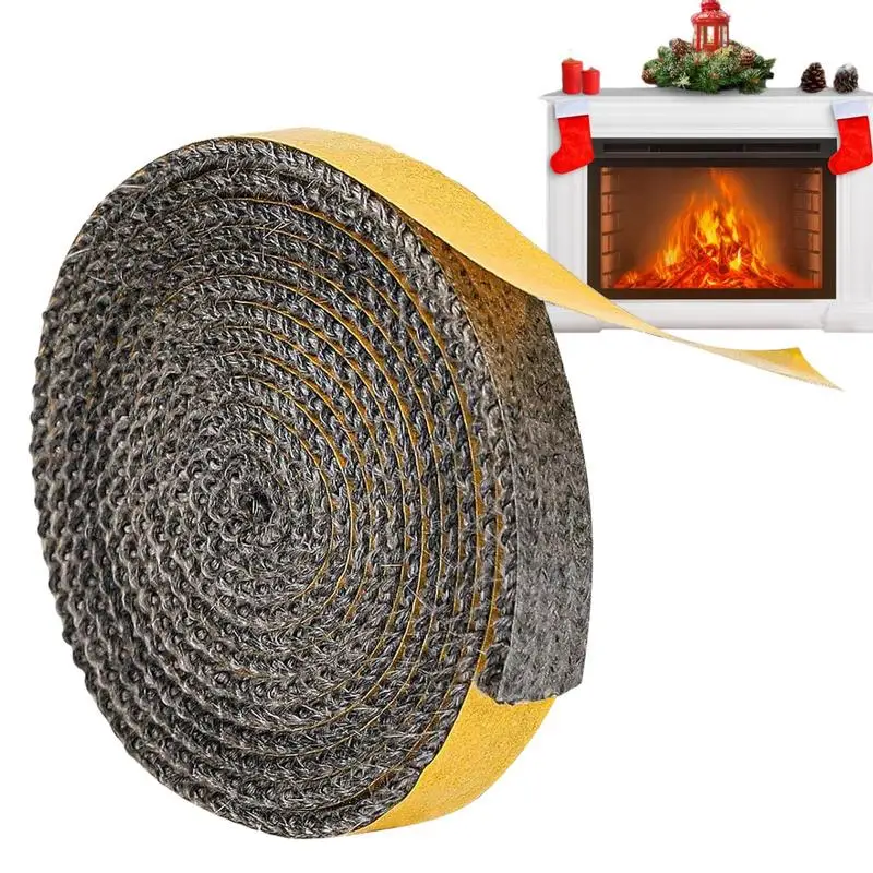 Black Flat Stoves Rope Self Adhesive Glass Chimney Door Stove Fireplace Tuyere Sealing Strip Replacement Gasket Cord