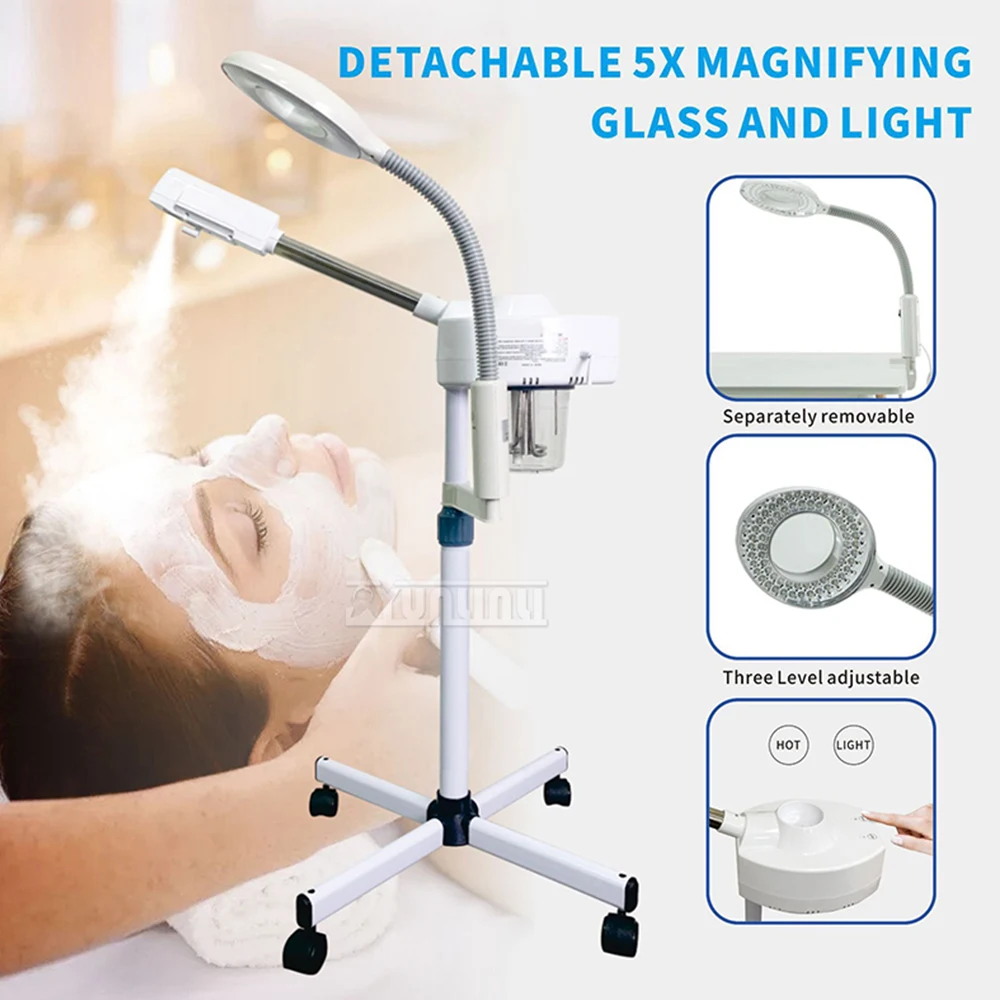 Vertical facial steamer hot and cold spray hydrating device facial moisturizing beauty salon double tube