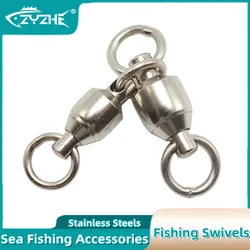 ZYZHE Boat Fishing 3 Way Swivel Anti Entanglement Stainless Steel Corrosion Preventive Sea Fishing String Hook Connector