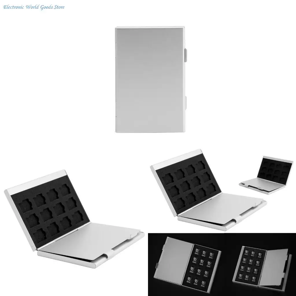

A3PD Silver Aluminum Memory Card Storage for Case Box Holder For 24 TF Cards