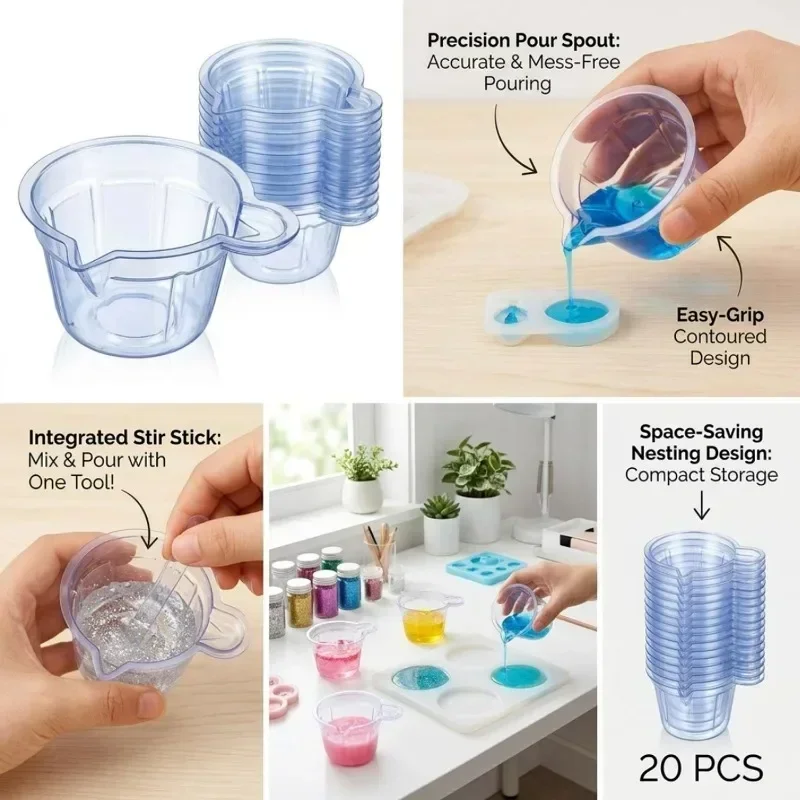 40ml 60ml Einwegbecher-Spender DIY Silikonharzform Schmuckherstellung Klare Mischbecher für Malerei Handwerk Handgemachter Behälter – Detail 8
