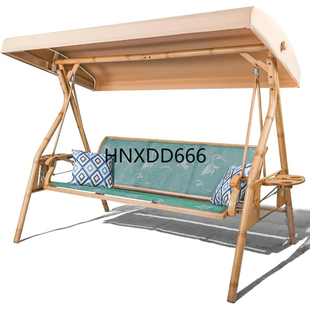 3 Person Patio Swing Outdoor Swing for Adults with Adjustable with Stand Heavy Duty 800 LBS, Patio Swings