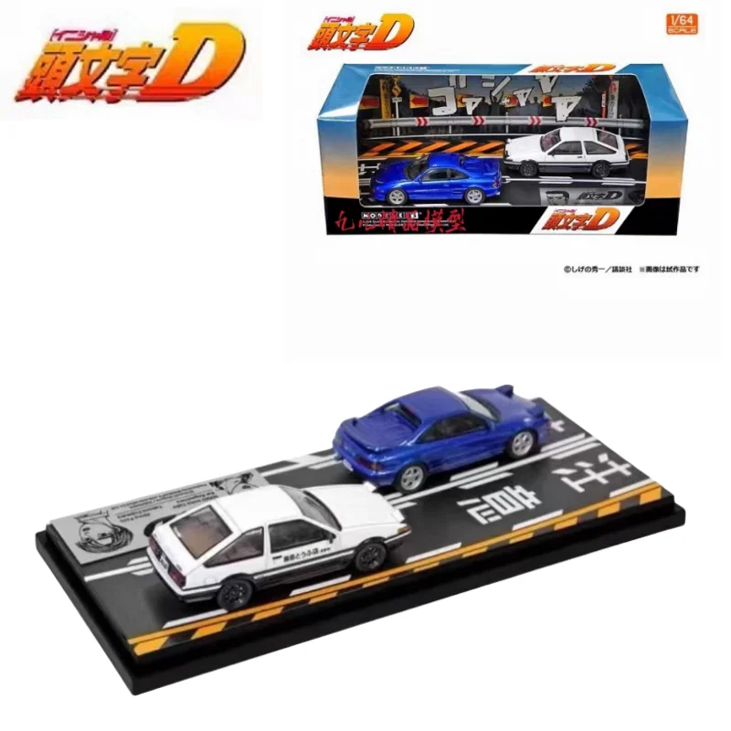 1:64 first text D Toyota MR2 SW20 Blue AE86 S14 Nakamura double car set alloy press shaft  simulation model, adult decoration