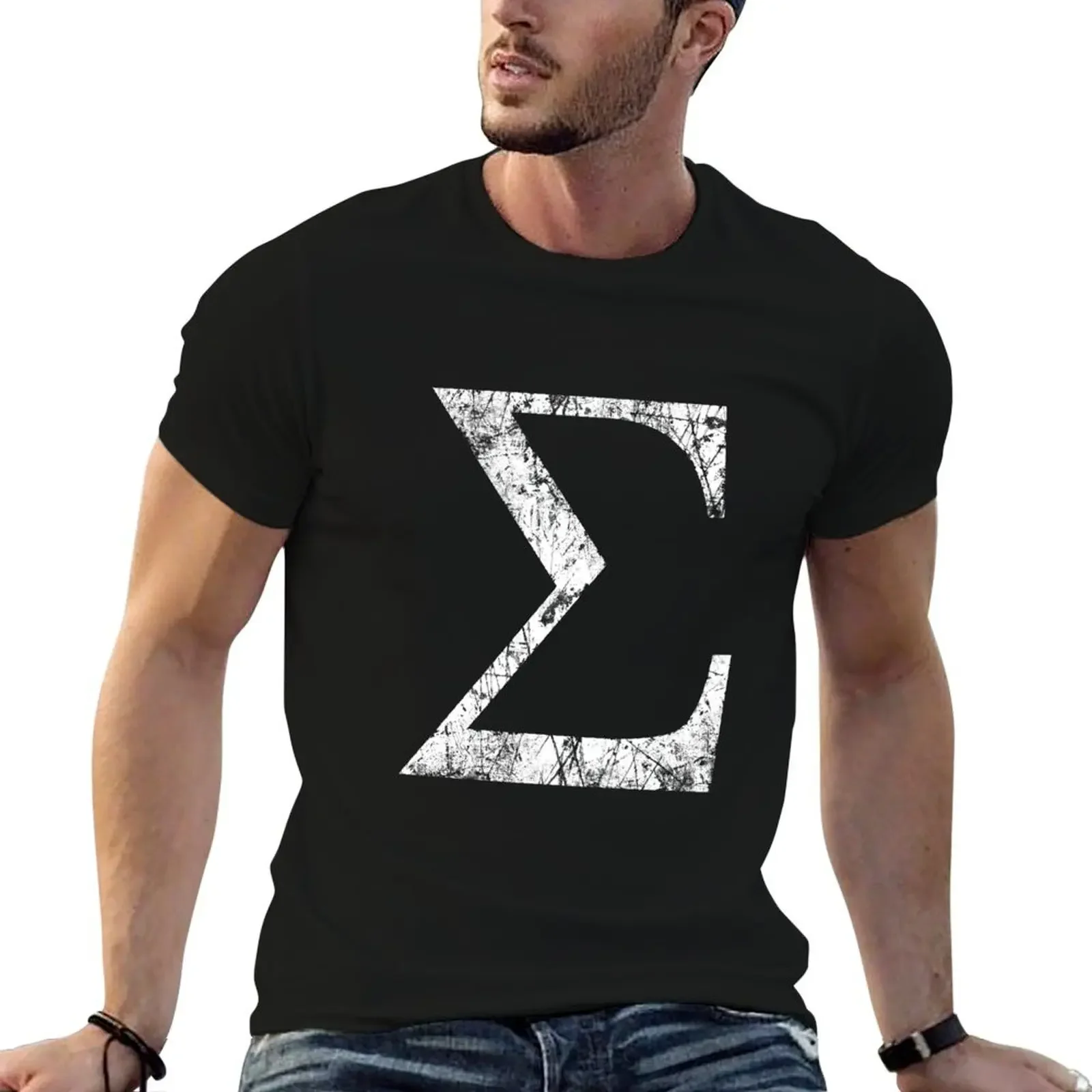 Sigma Greek Letter Symbol Grunge Style T-Shirt oversize t-shirts man Anime t-shirt vintage anime shirt workout shirts for men