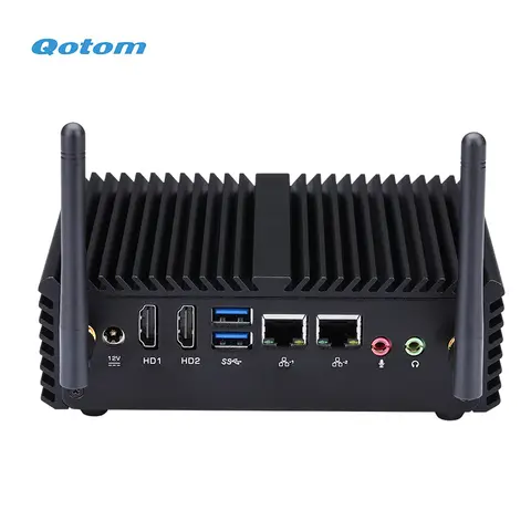 Qotom Fanless Mini PC J3710 Aluminum Industrial Computer Dual LAN 2xHD VGA RS232 6xUSB Windows 10 Linux Legacy/UEFI boot modes