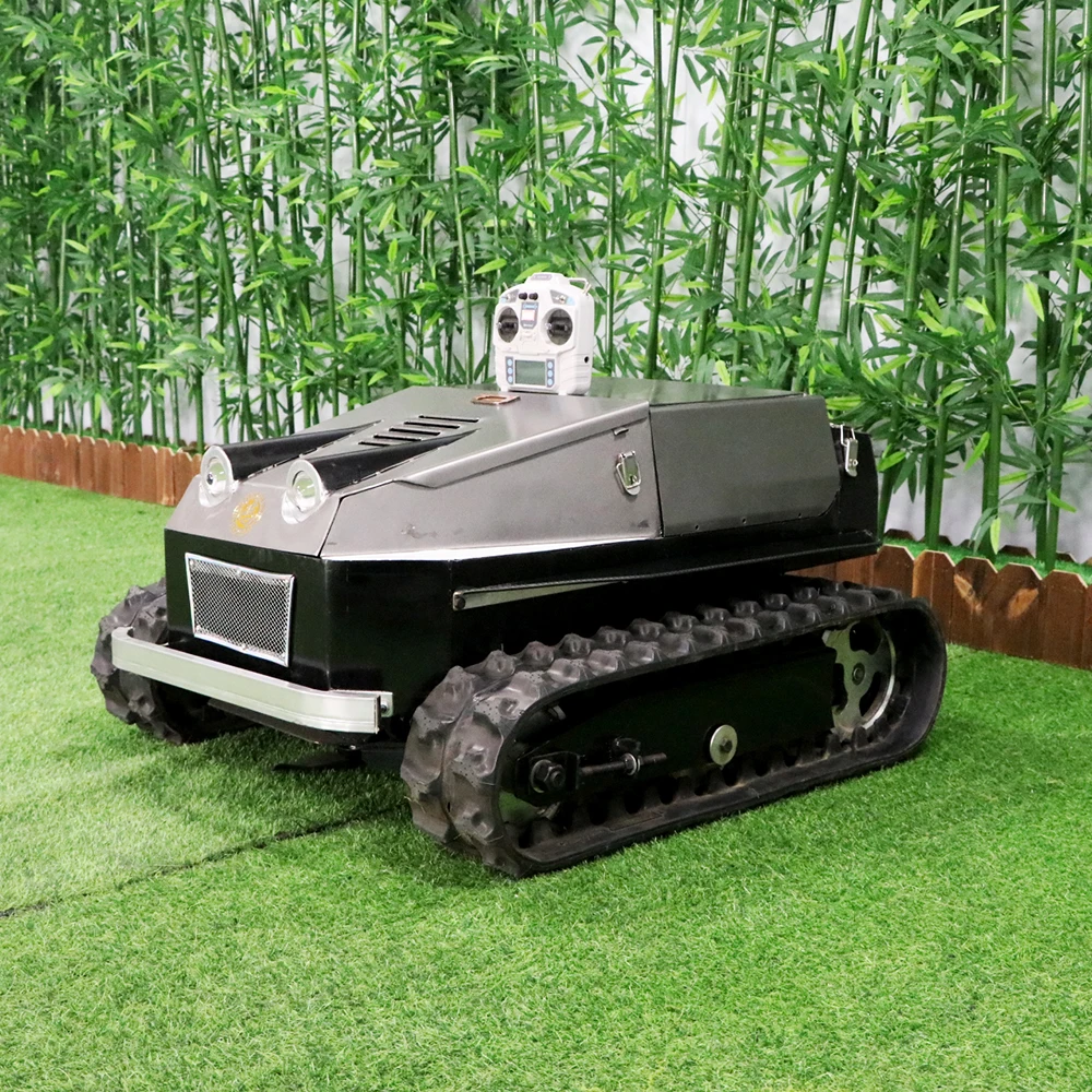 Cordless Ga soline Mini Robot Automatic Lawn Mower Remote Control Intelligent Crawler Lawn Mower for Hill Grass Cutting