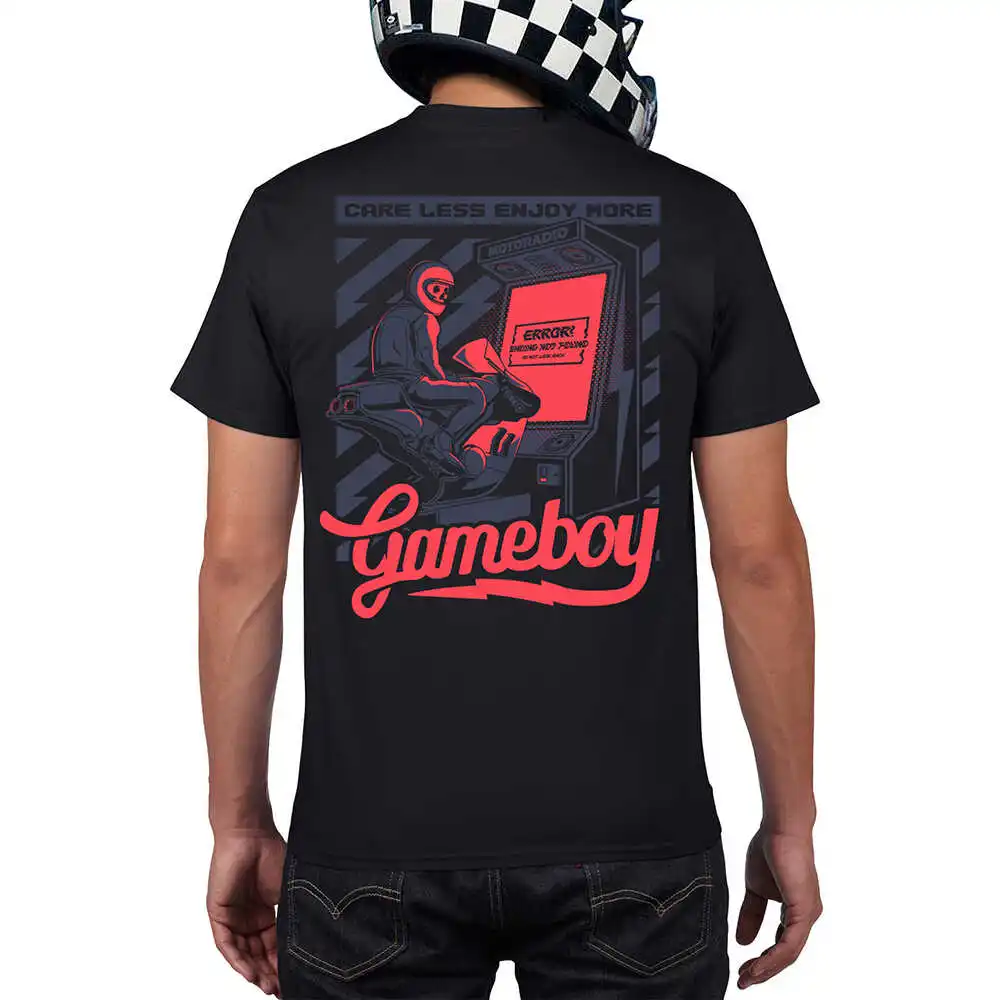 

Motorcycle Illustration Short Sleeve Crew Neck Heavy Cotton Men's and Women's T-Shirts Trend Locomotive Peripherals